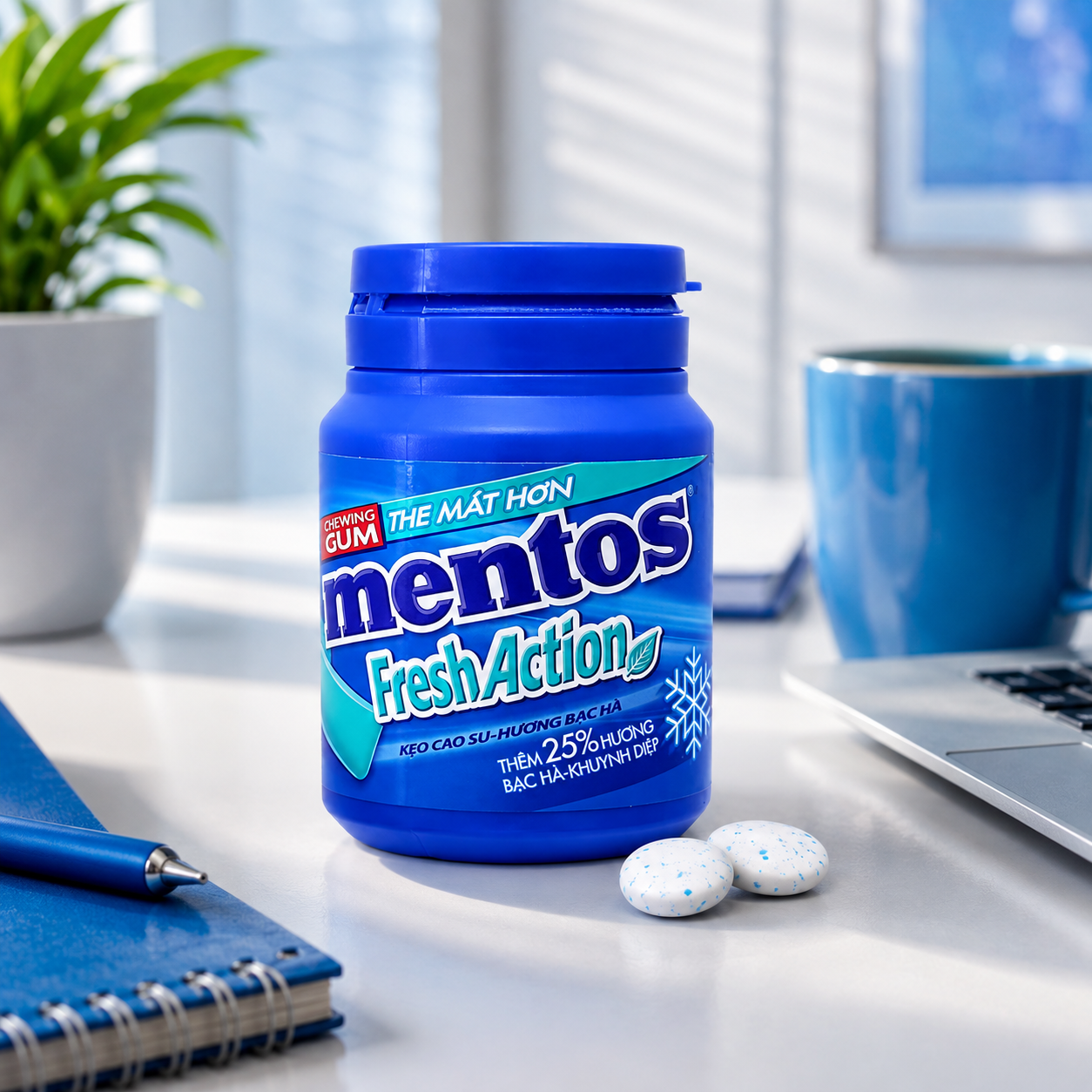 Mentos Fresh Action Chewing Gum Jar -40 Pieces - 56 gm