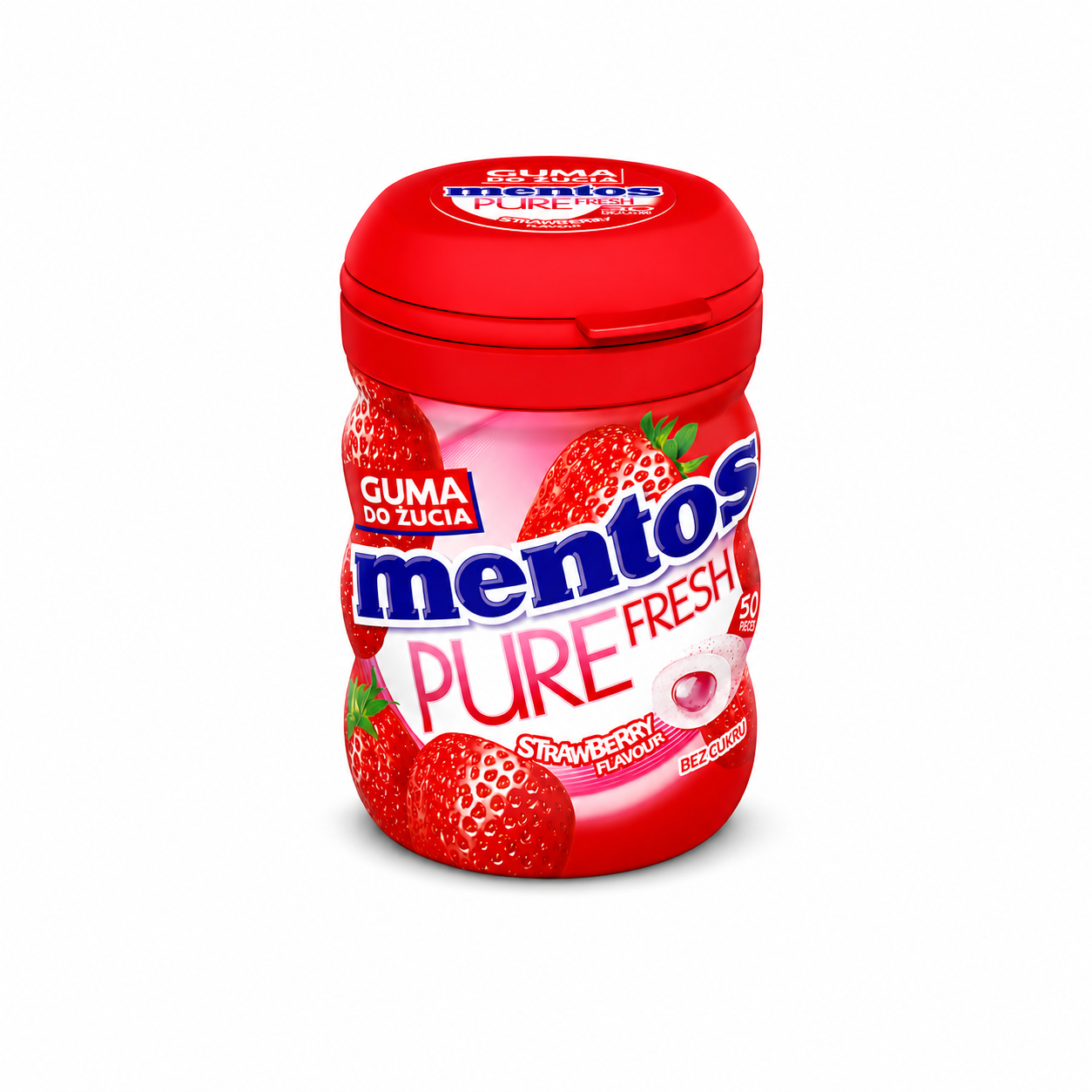 Mentos Pure Fresh Strawberry Sugar Free Chewing Gum – 50 Pieces - 61.5 gm
