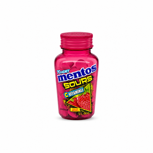Mentos Sours Vitamin C Strawberry Flavor Sugar Free Candy – 70 Pieces - 49 gm