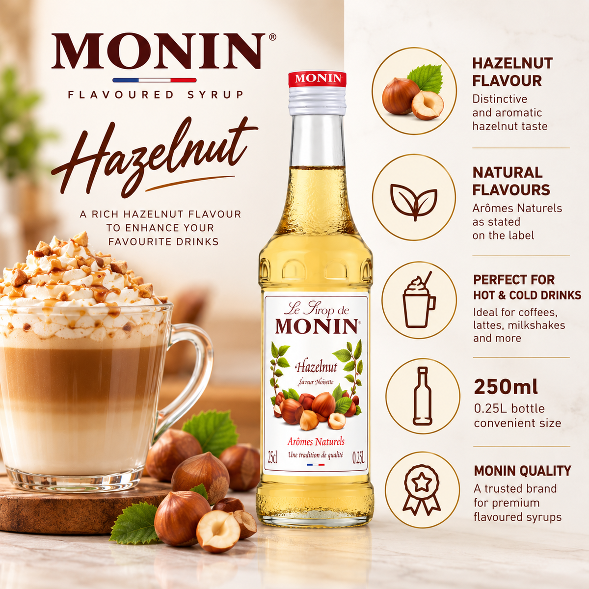 Monin Hazelnut Syrup -250 ml