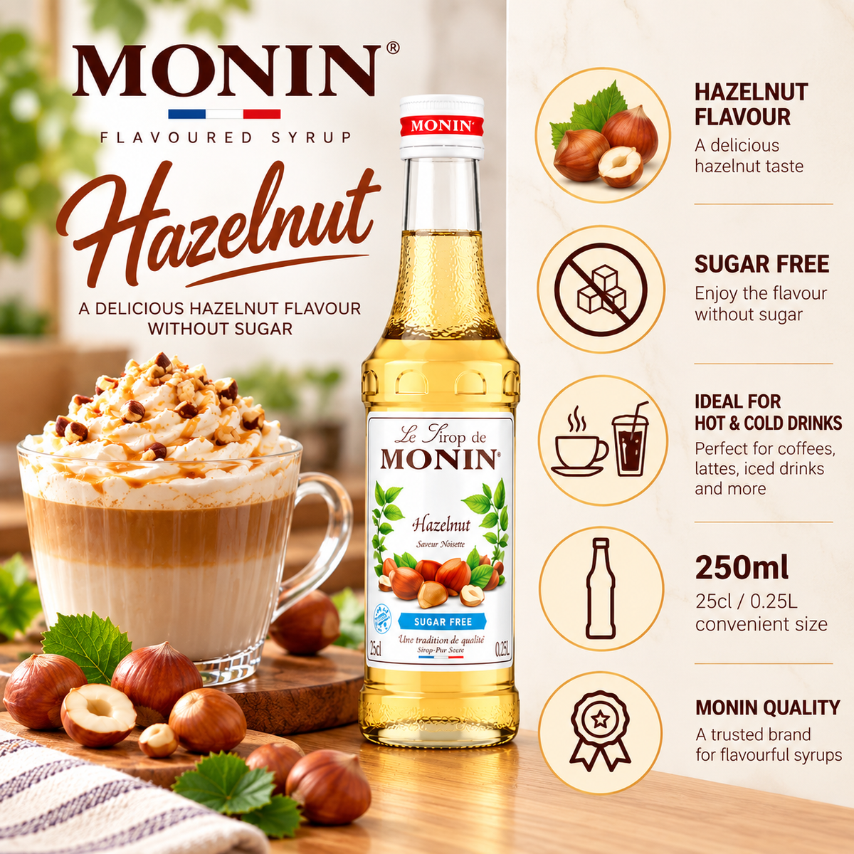 Monin Suger Free Hazelnut -250 ml