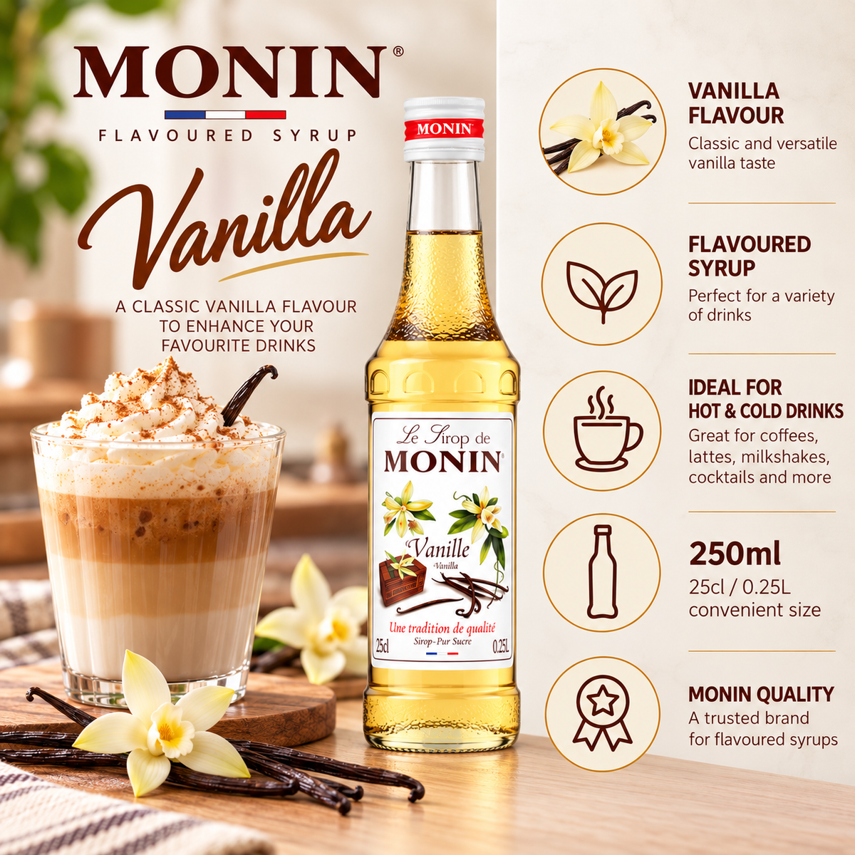 Monin Vanilla Syrup -250 ml