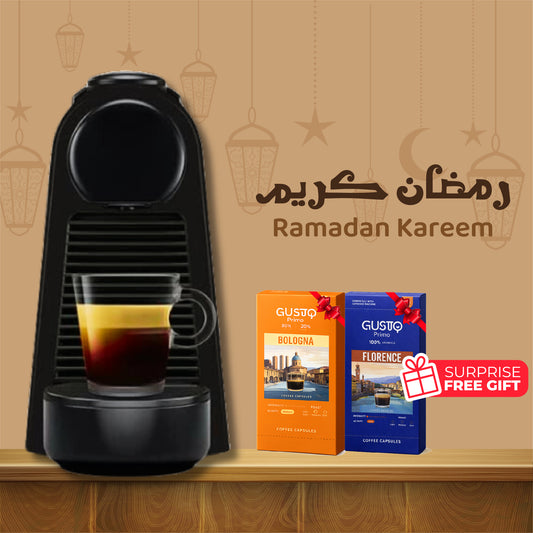 Nespresso Essenza Mini Black -Machine + Two Gusto Primo Capsules Packs