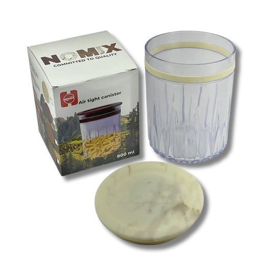 Nomix Acrylic Storage Canister - Air tight - 800 (White marble Cover)