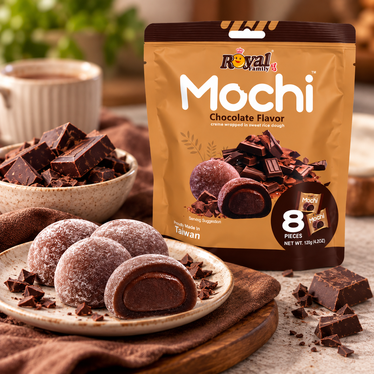 Royal Family Mochi Chocolate Flavor – 120 gm -8 Pieces