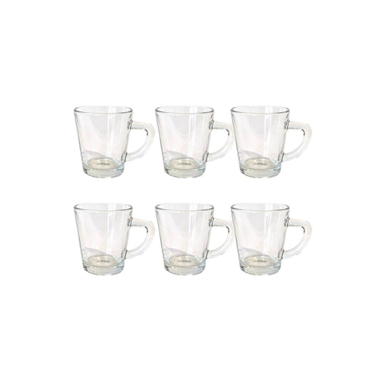 TMH Espresso Glass Cup with Handle -Double Shot -45 ml (Pack of 6)