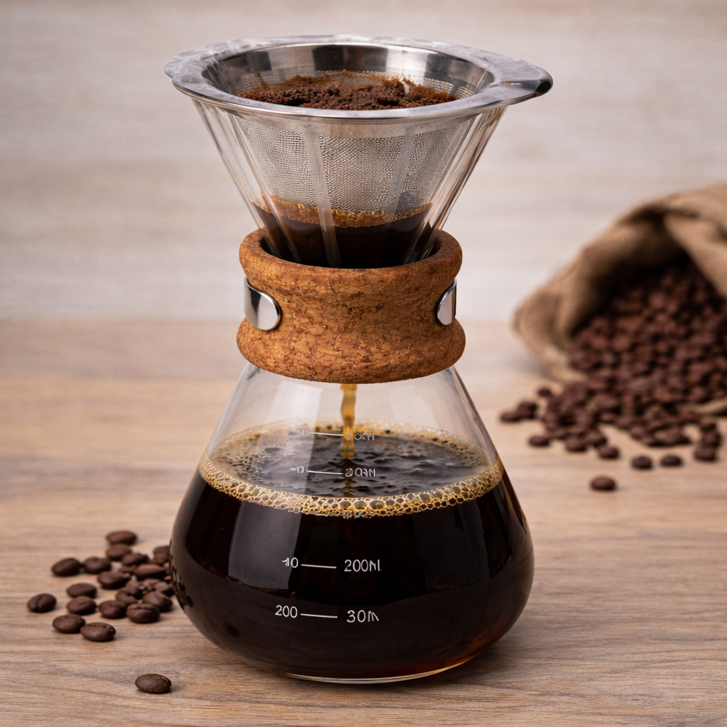 TMH Pour Over Coffee Maker with Reusable Stainless Steel Filter – 400 ml