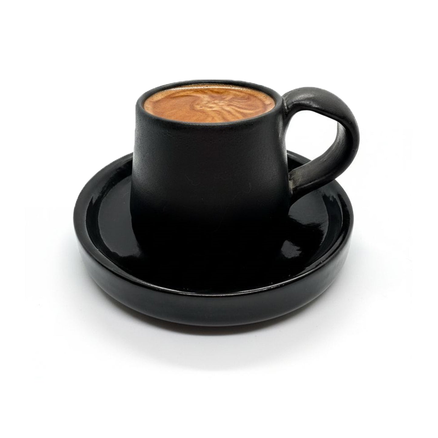 TMH Handmade Artisan Ceramic Coffee Cup with saucer - Black - 60 ml