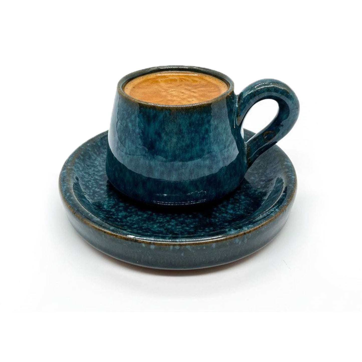 TMH Handmade Artisan Ceramic Coffee Cup with saucer - Blue - 60 ml
