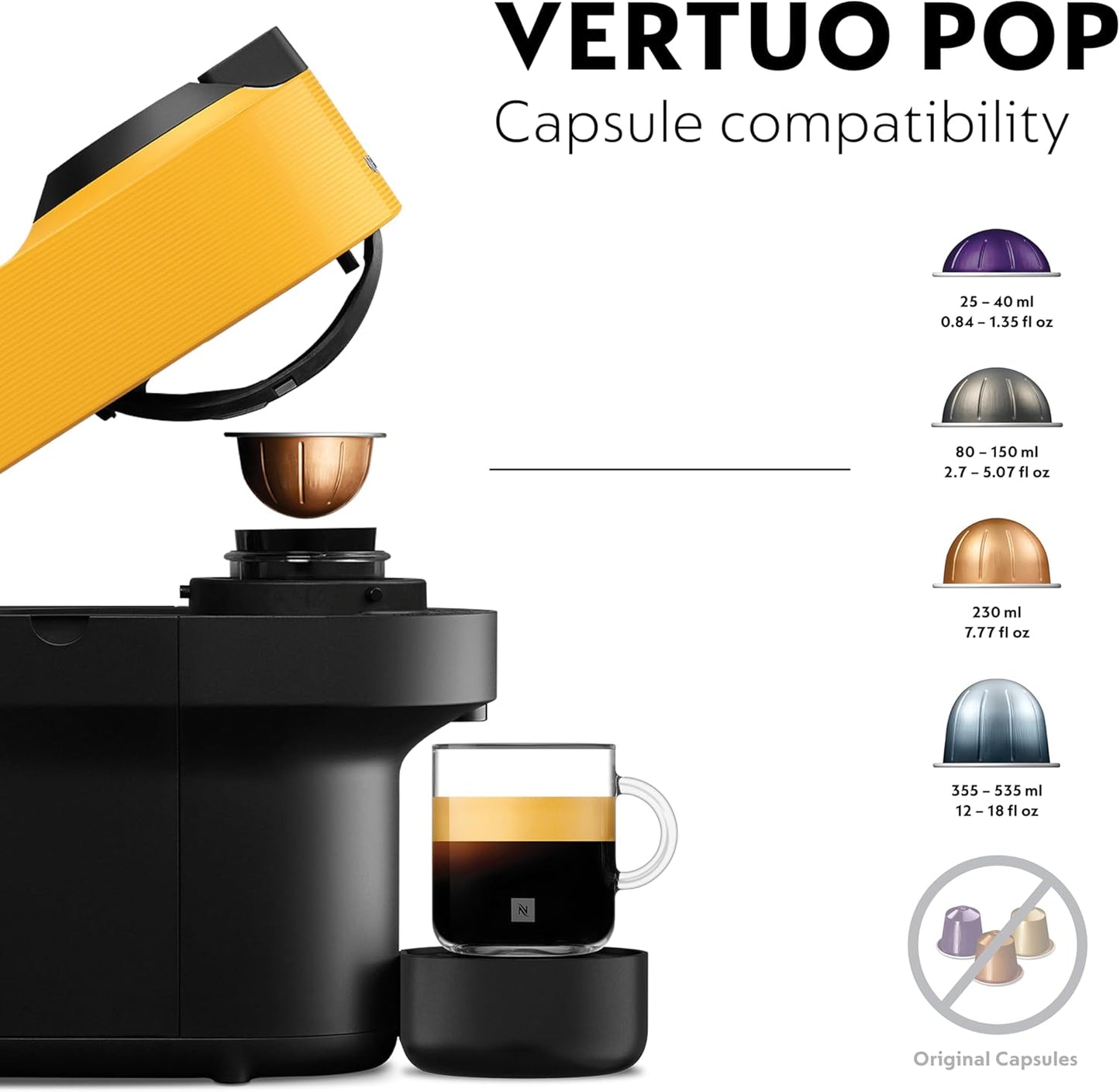 Nespresso VERTUO POP Coffee Machine - Yellow
