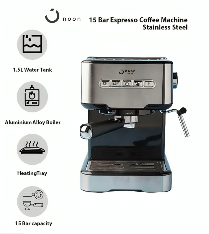 Machine Noon Noon Fully Automatic Espresso Coffee Machine - Black/Silver – The ...
