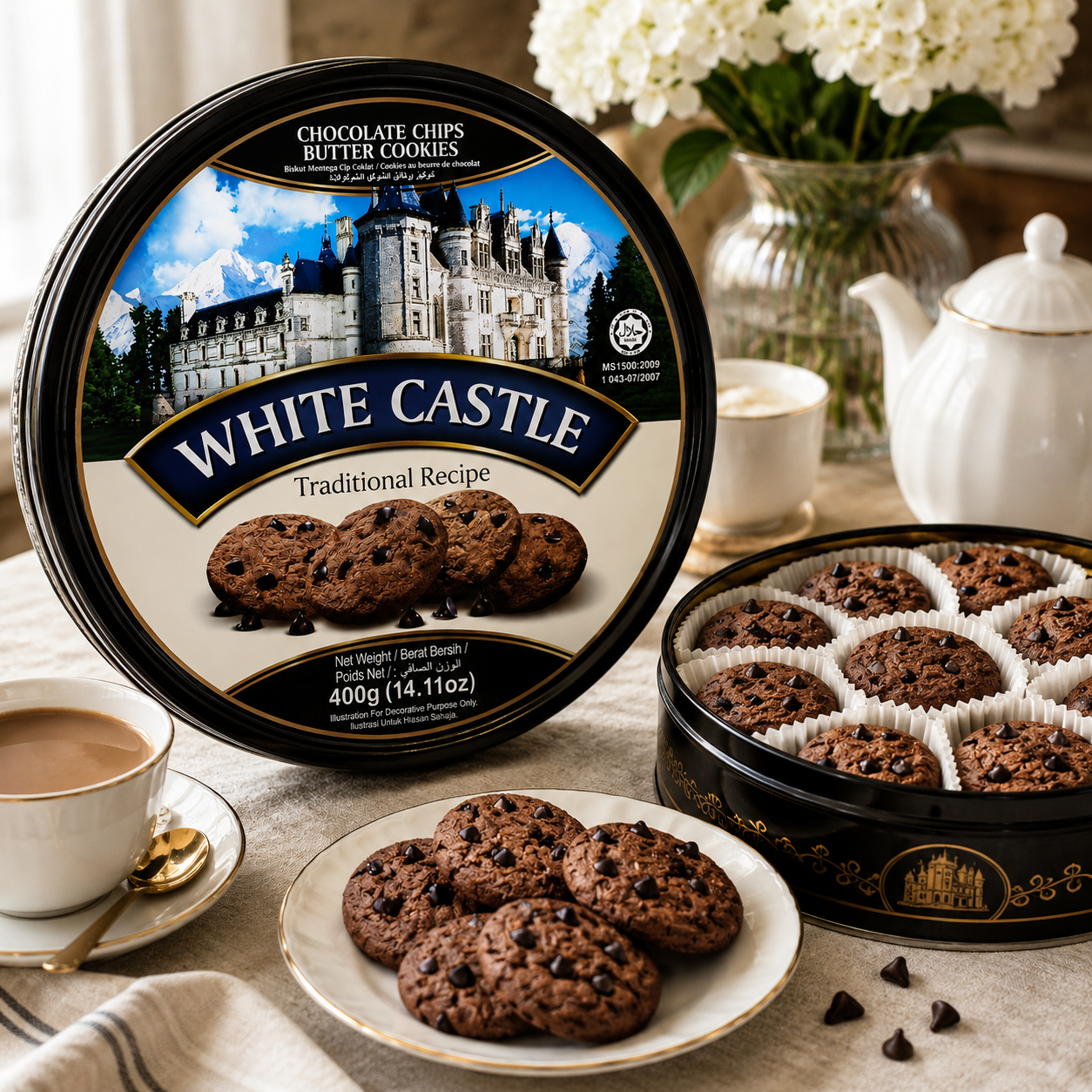 White Castle Chocolate Chips Cookies Tin- 400 gm
