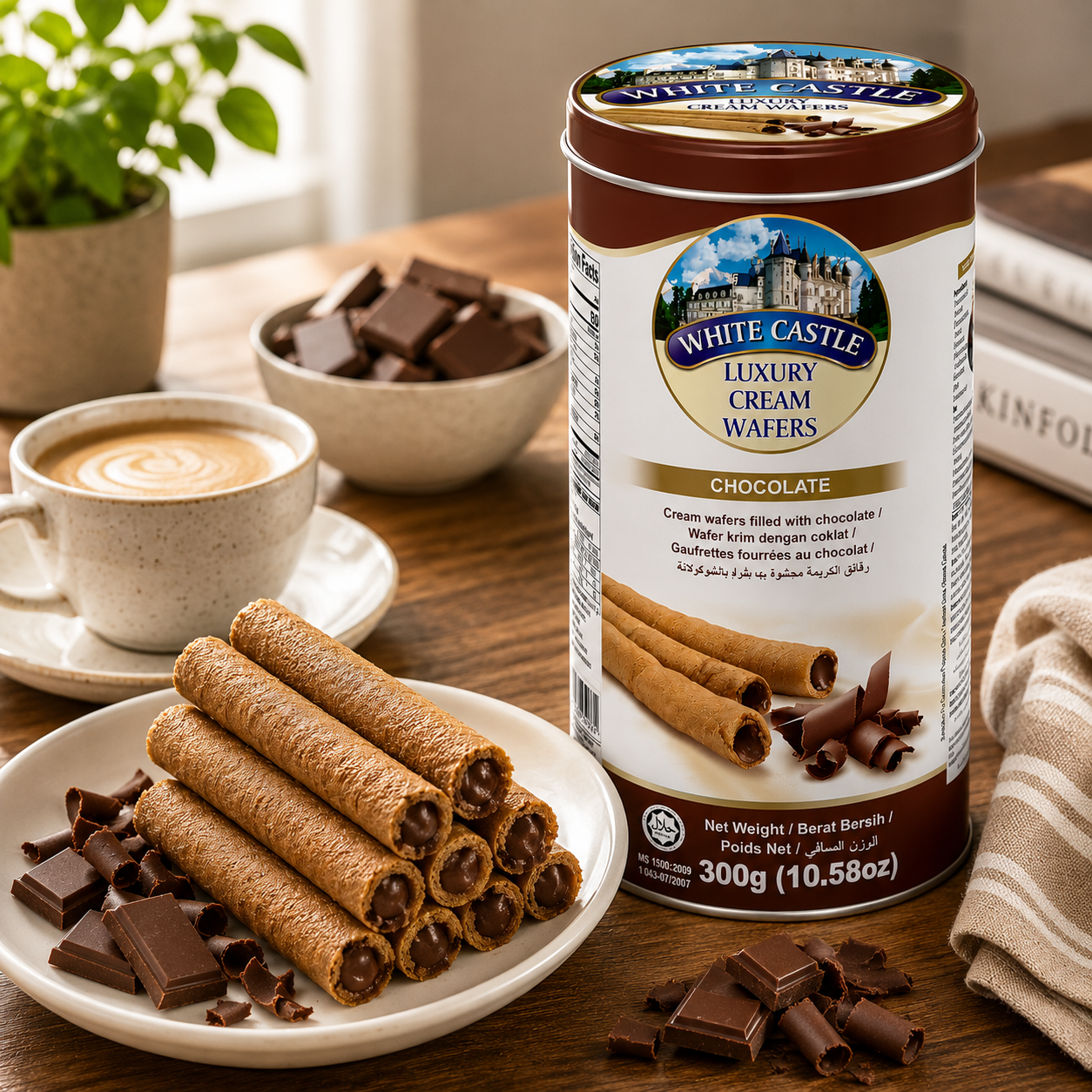 White Castle Luxury Wafer Rolls - Chocolate - 300 gm