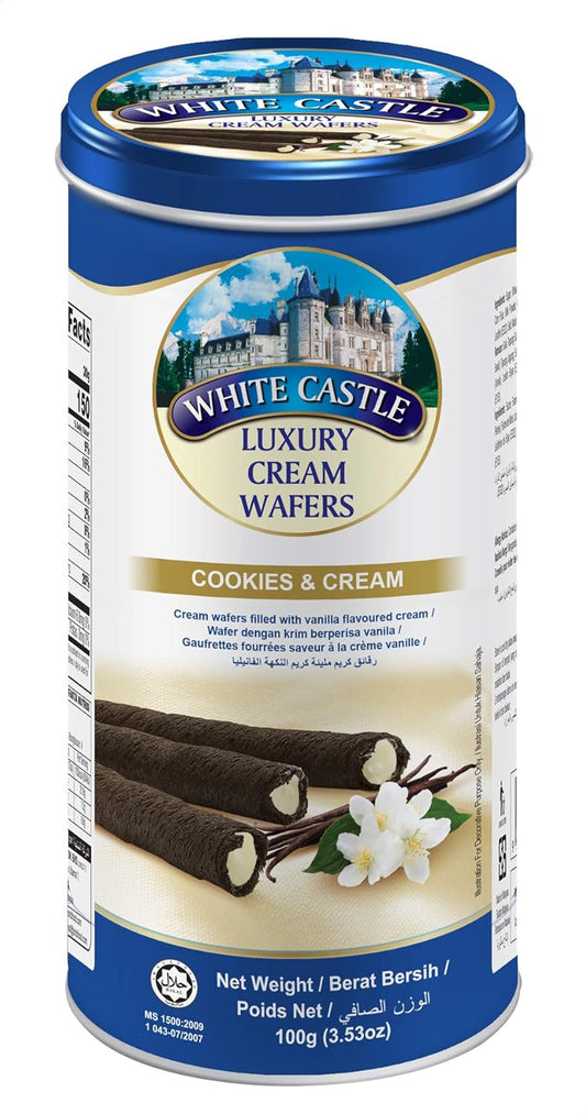 White Castle Luxury Wafer Rolls - Cookies & Cream - 100 gm