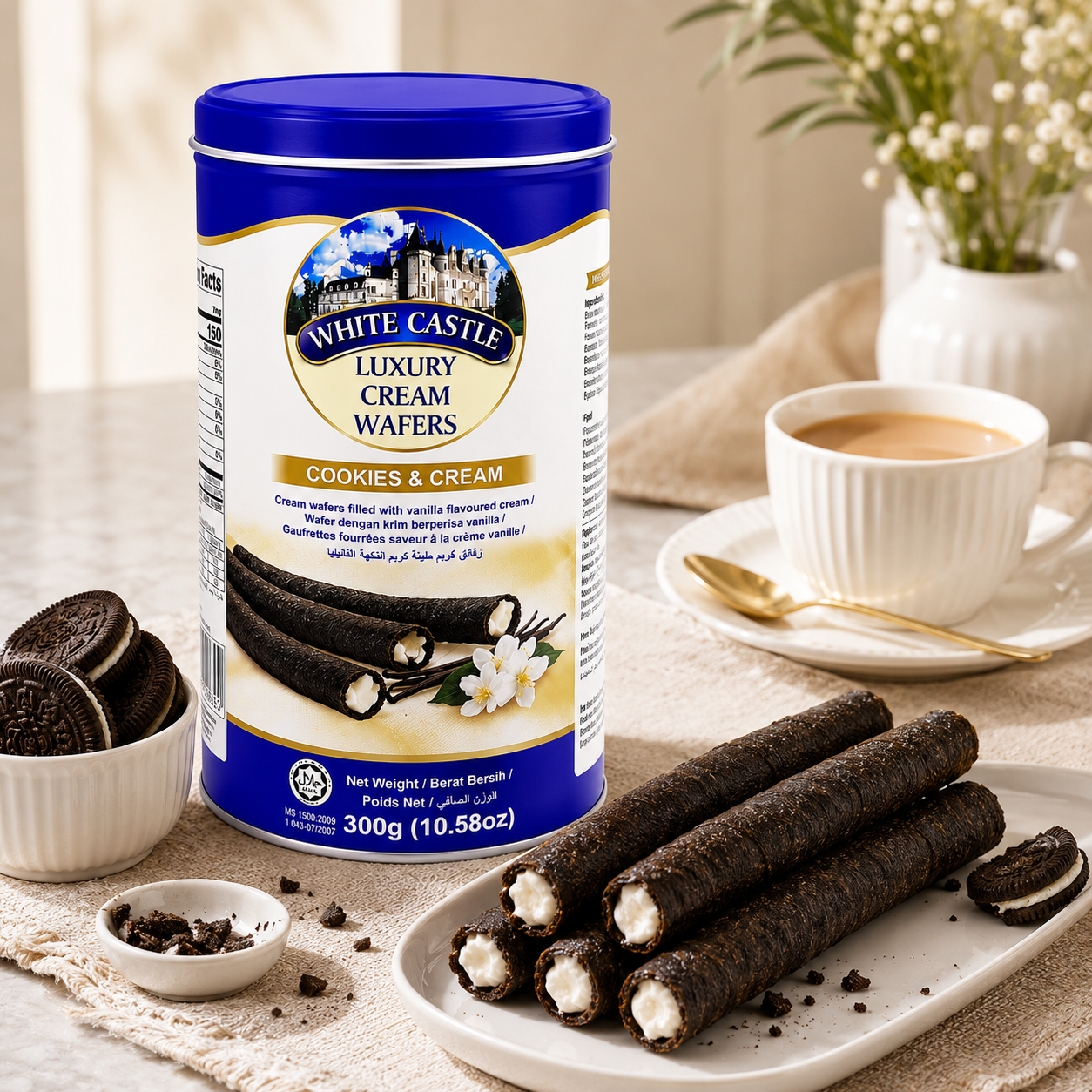 White Castle Luxury Wafer Rolls - Cookies & Cream - 300 gm