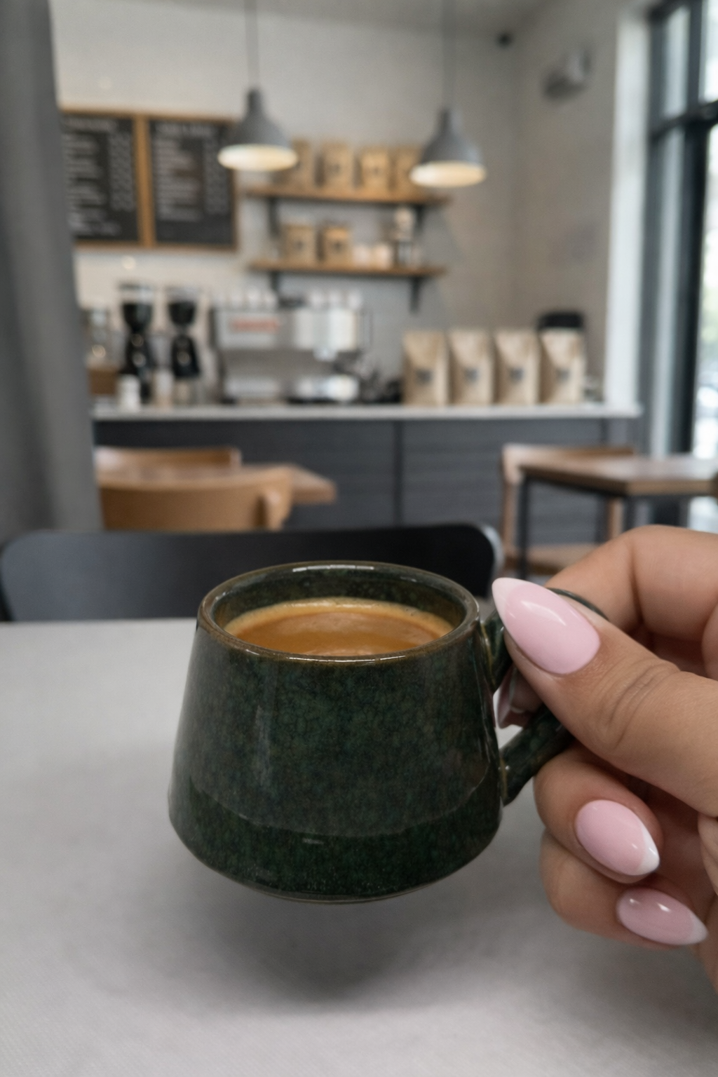 TMH Handmade Artisan Ceramic Coffee Cup with saucer-Dark Green- 60 ml