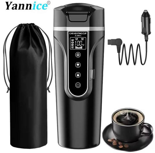 Yannice Stainless Steel Car Travel Mug – Heated Portable Coffee Cup (450 ml)