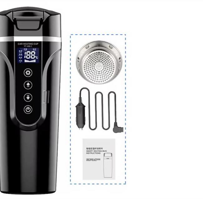 Yannice Stainless Steel Car Travel Mug – Heated Portable Coffee Cup (450 ml)