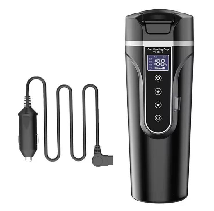 Yannice Stainless Steel Car Travel Mug – Heated Portable Coffee Cup (450 ml)