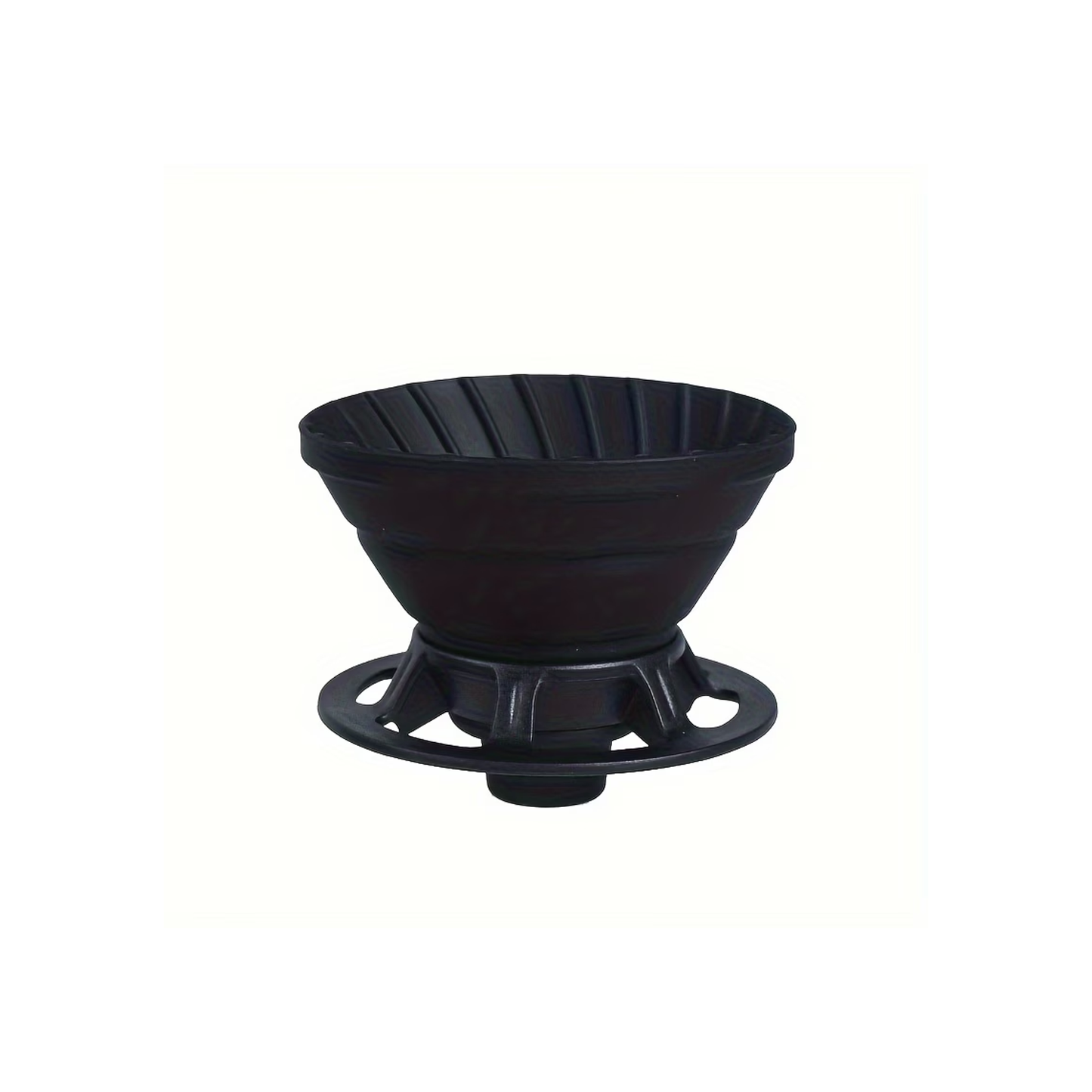 Black plastic funnel on a white background