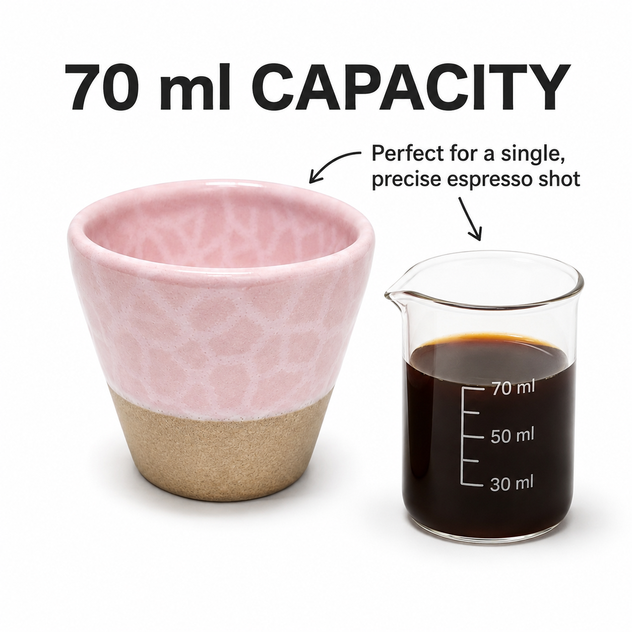 Handmade Pottery Espresso Cup 70 ml – Modern Glazed Ceramic Coffee Cup - Blush Pink