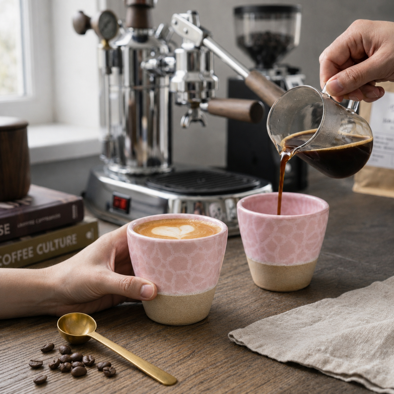 Handmade Pottery Espresso Cup 70 ml – Modern Glazed Ceramic Coffee Cup - Blush Pink