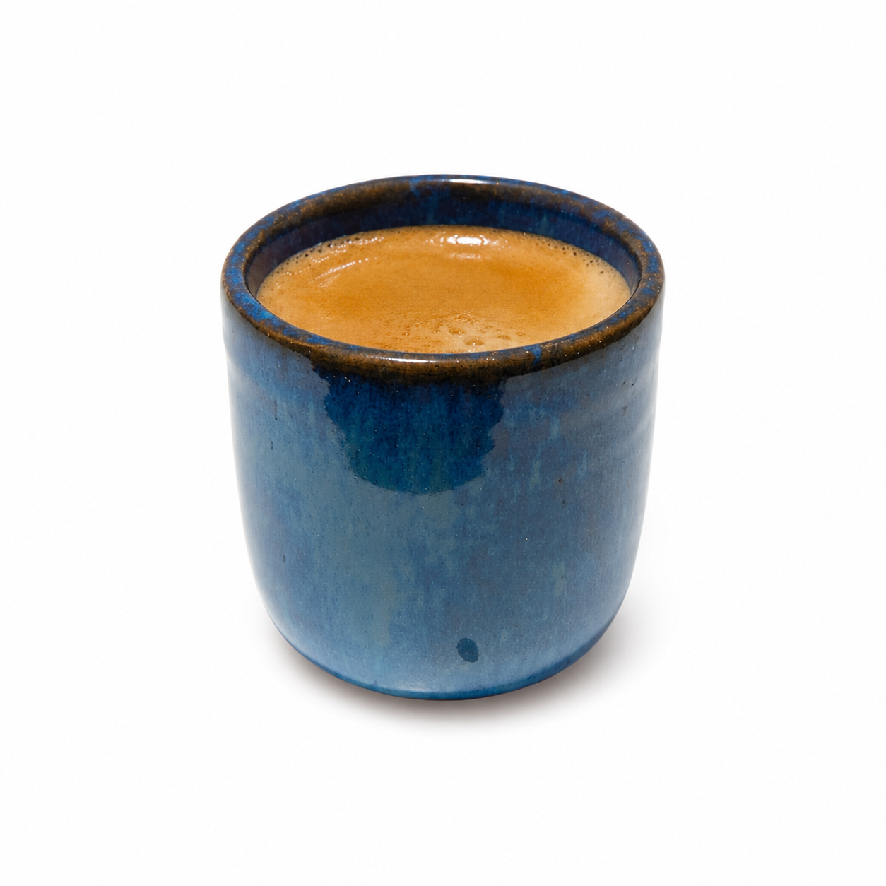 Handmade Pottery Espresso Cup – 80ml Artisan Ceramic Cup - Volcano Blue