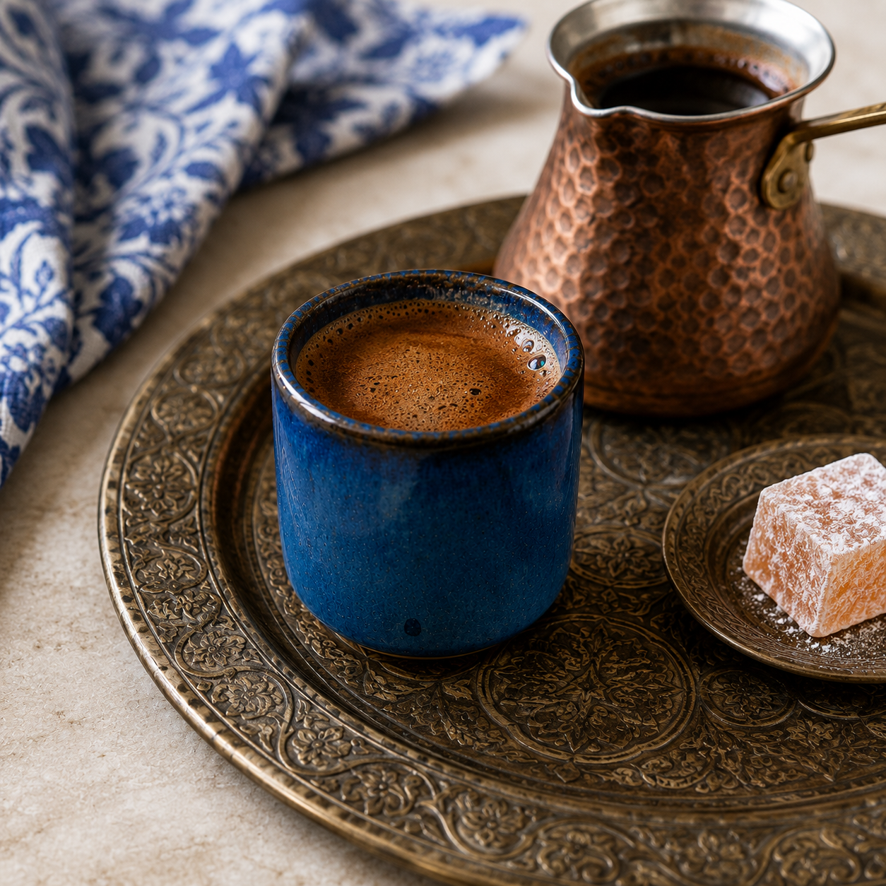 Handmade Pottery Espresso Cup – 80ml Artisan Ceramic Cup - Volcano Blue
