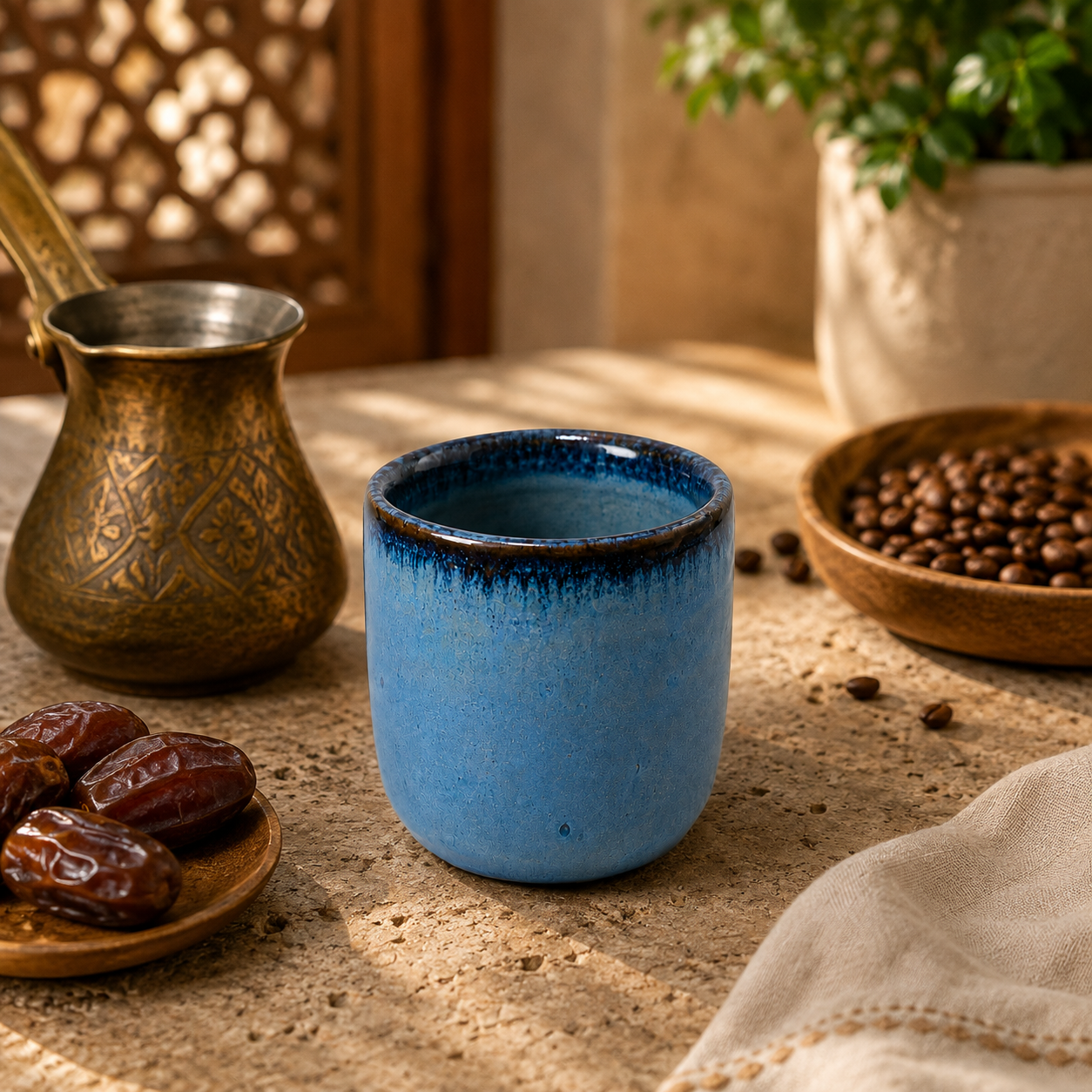 Handmade Pottery Espresso Cup – 80ml Artisan Ceramic Cup - Ocean Blue