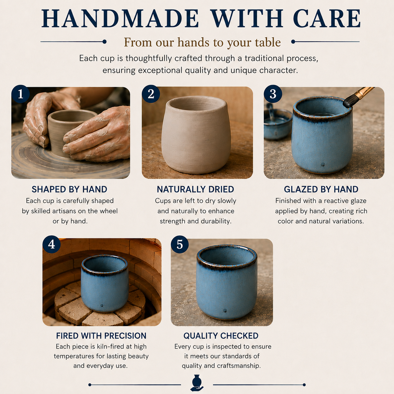 Handmade Pottery Espresso Cup – 80ml Artisan Ceramic Cup - Ocean Blue