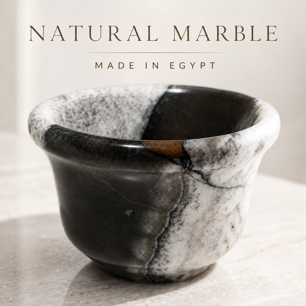 Egyptian Natural Marble Espresso Cup – 80 ml - Black & White