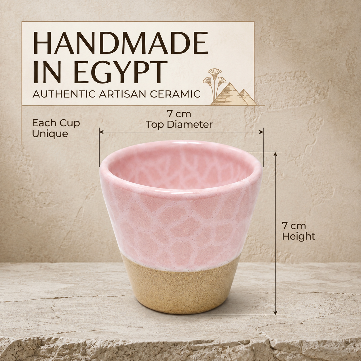 Handmade Pottery Espresso Cup 70 ml – Modern Glazed Ceramic Coffee Cup - Blush Pink