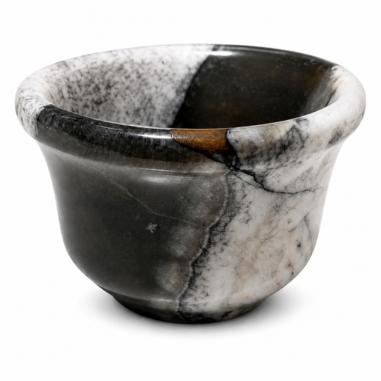 Egyptian Natural Marble Espresso Cup – 80 ml - Black & White
