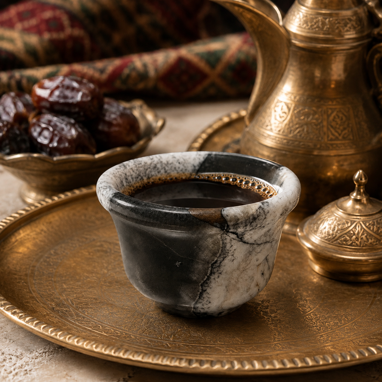 Egyptian Natural Marble Espresso Cup – 80 ml - Black & White