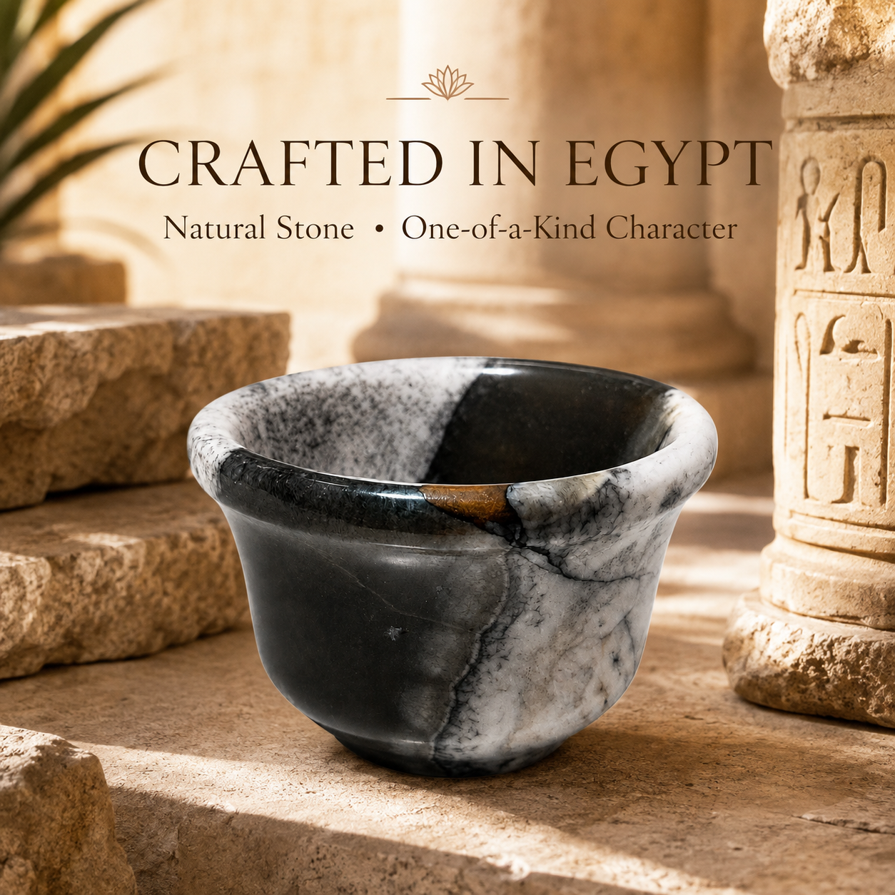 Egyptian Natural Marble Espresso Cup – 80 ml - Black & White